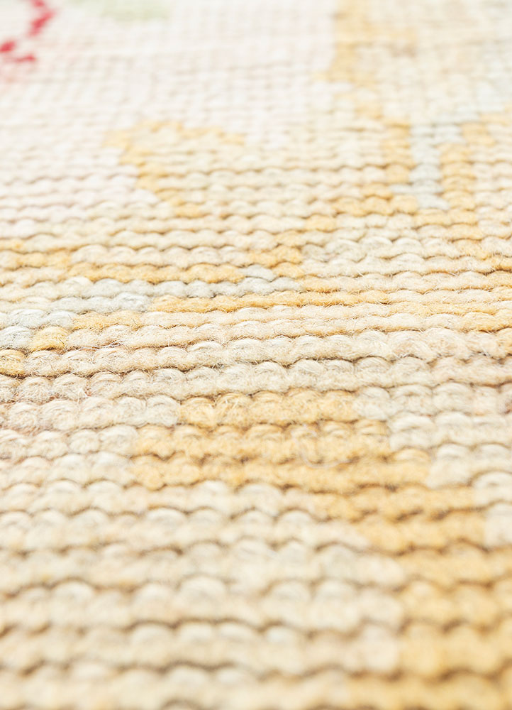 aalam green wool hand knotted Rug - CloseUp