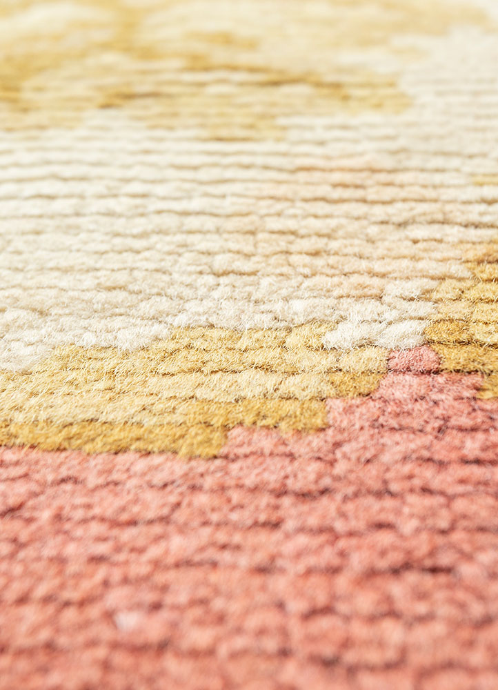 aalam green wool hand knotted Rug - CloseUp