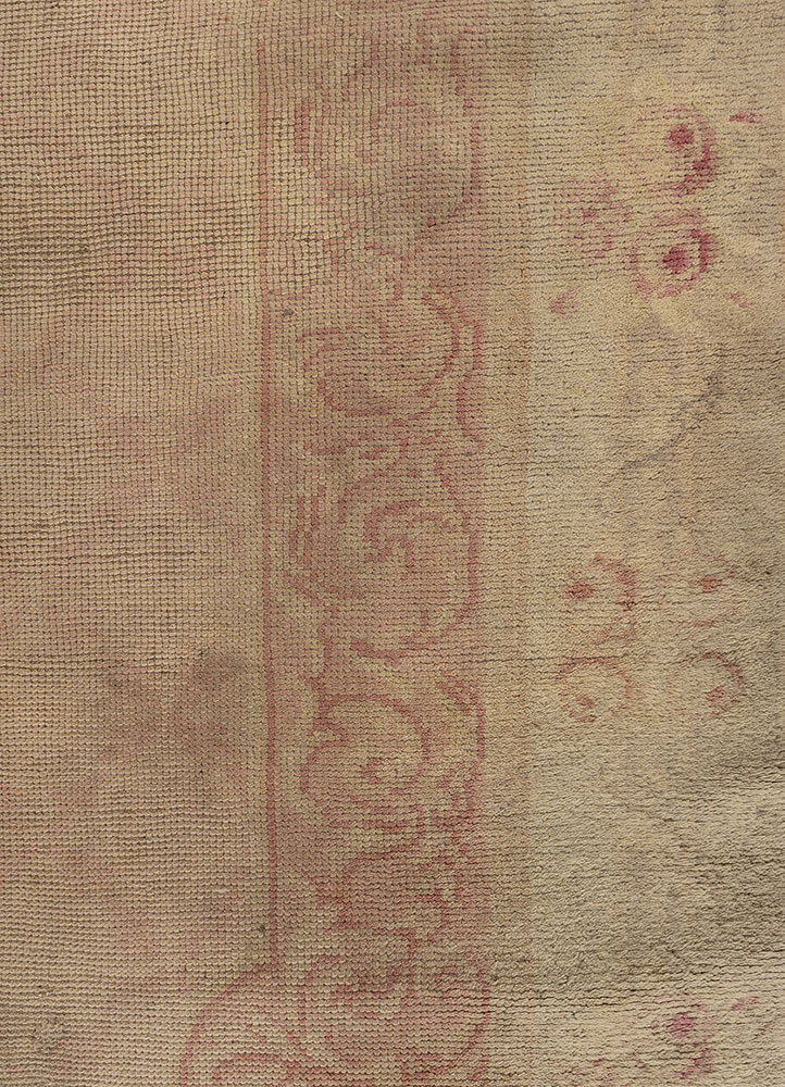 aalam beige and brown wool hand knotted Rug - CloseUp