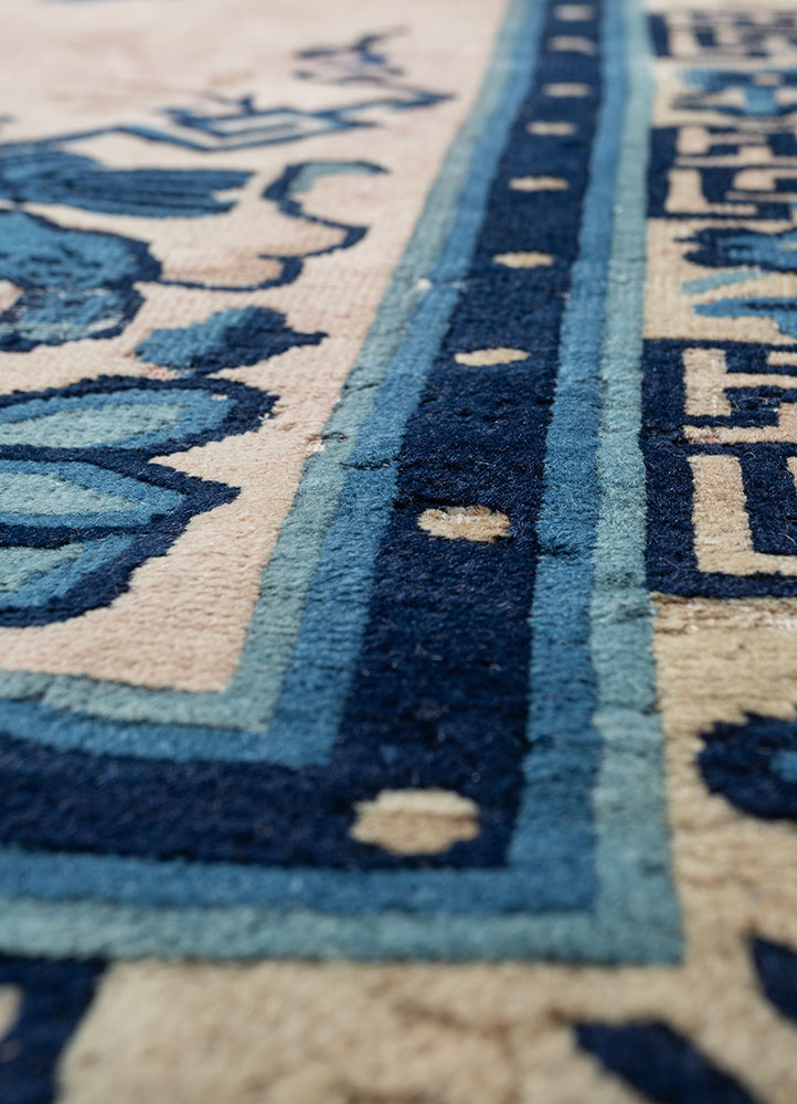 pechino red and orange wool hand knotted Rug - CloseUp