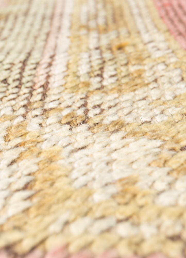 aalam green wool hand knotted Rug - CloseUp