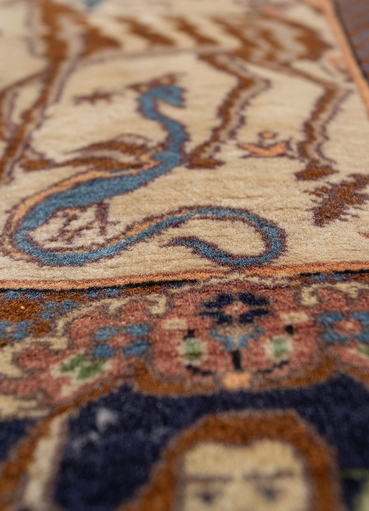aalam blue wool hand knotted Rug - CloseUp