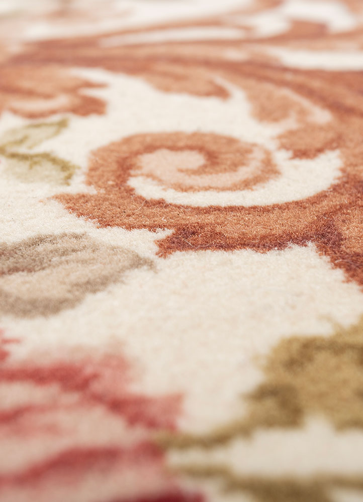 pechino red and orange wool hand knotted Rug - CloseUp