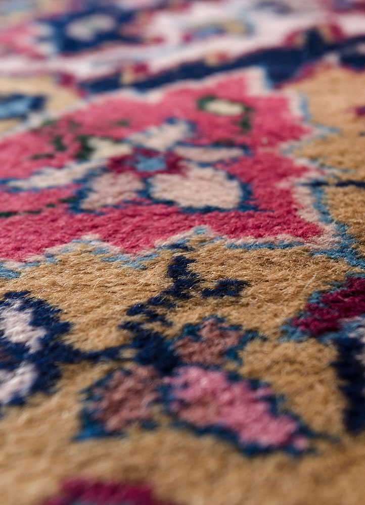 aalam pink and purple wool hand knotted Rug - CloseUp