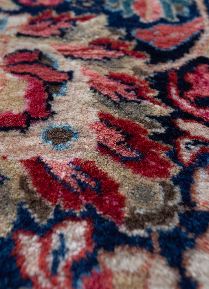 aalam blue wool hand knotted Rug - CloseUp