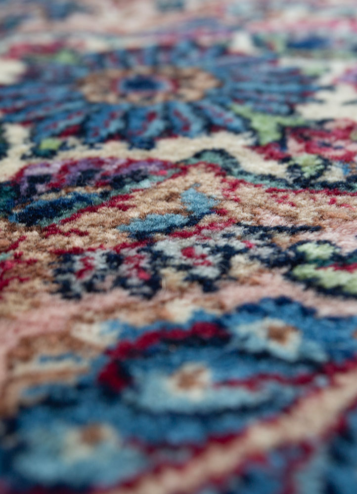aalam blue wool hand knotted Rug - CloseUp