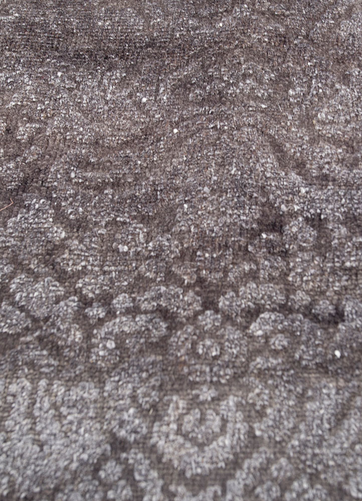 azalea grey and black wool and silk hand knotted Rug - CloseUp