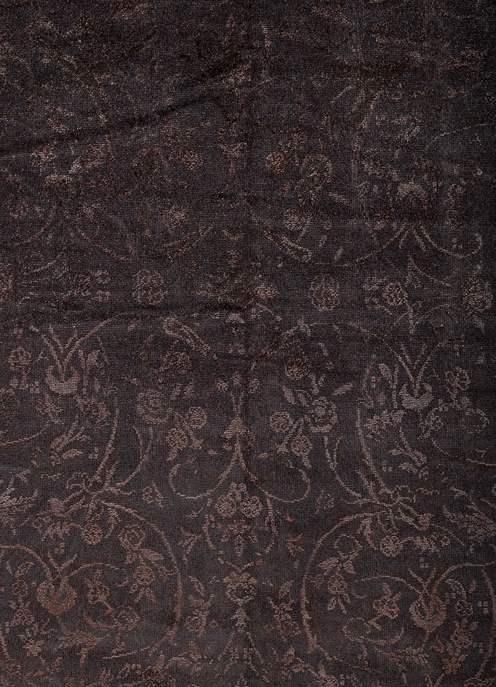 aurora red and orange wool and silk hand knotted Rug - CloseUp