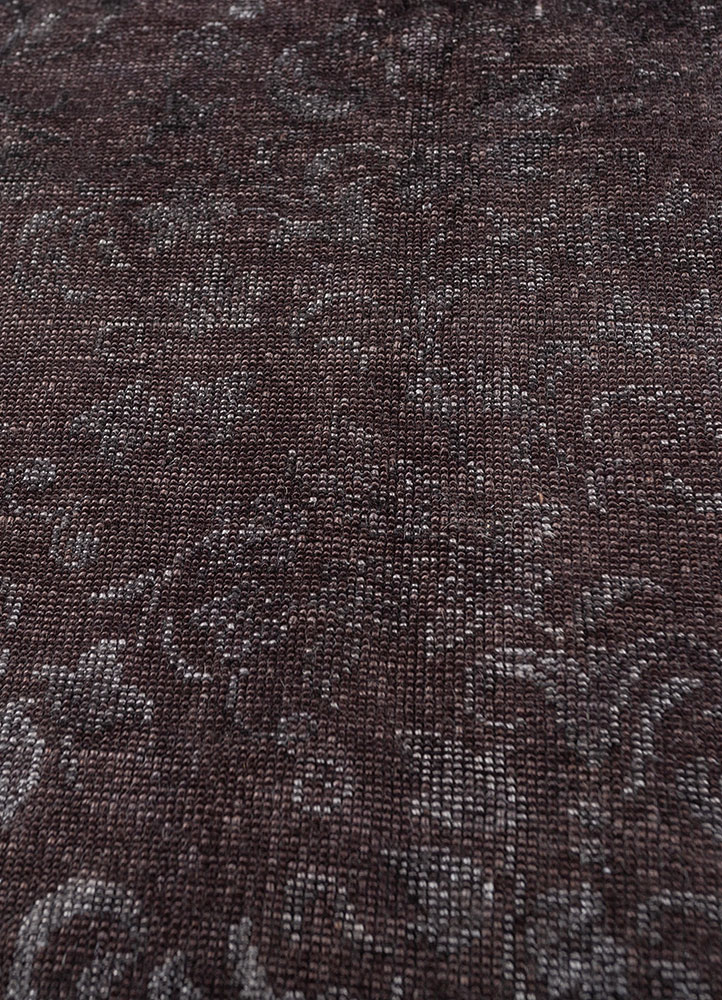 azalea grey and black wool and silk hand knotted Rug - CloseUp