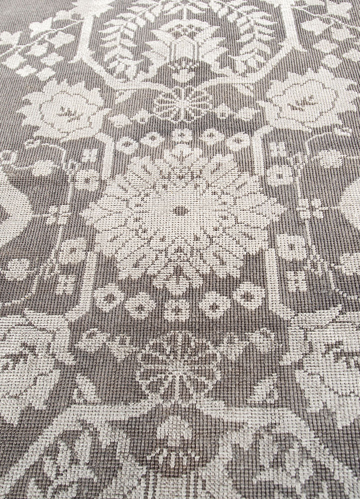 aalam red and orange wool and silk hand knotted Rug - CloseUp