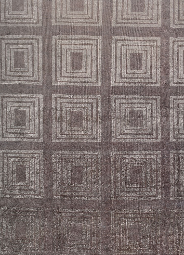 aalam grey and black wool and silk hand knotted Rug - CloseUp