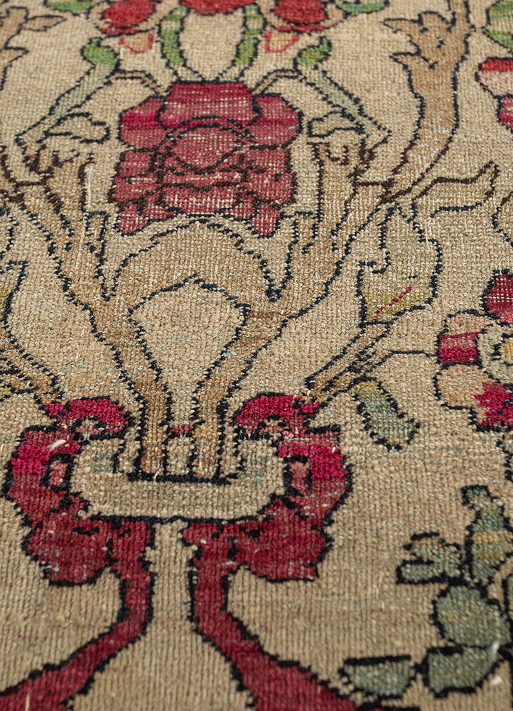 aalam green wool hand knotted Rug - CloseUp