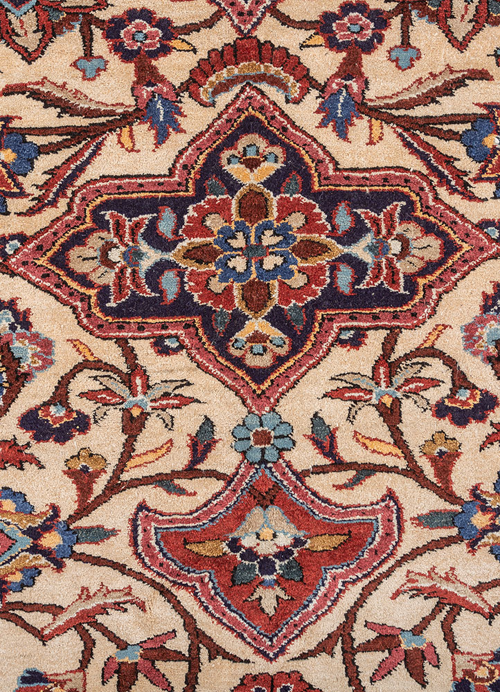 aalam blue wool hand knotted Rug - CloseUp