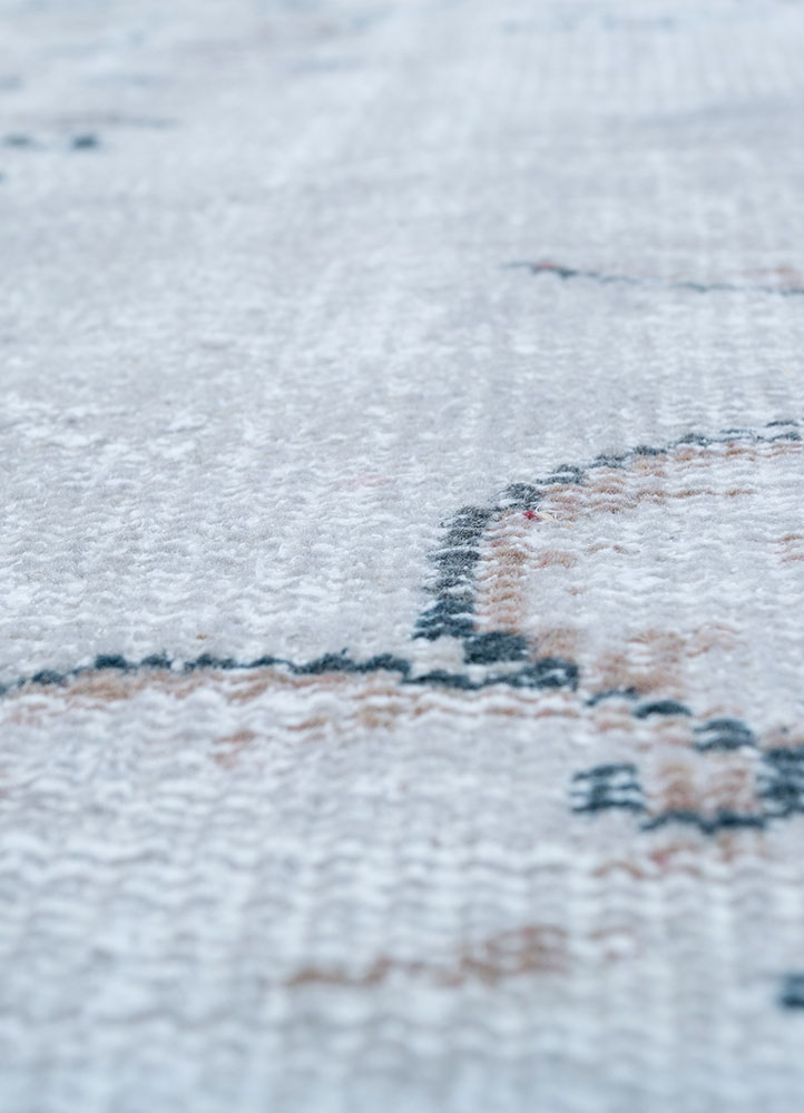 vintage blue wool hand knotted Rug - CloseUp