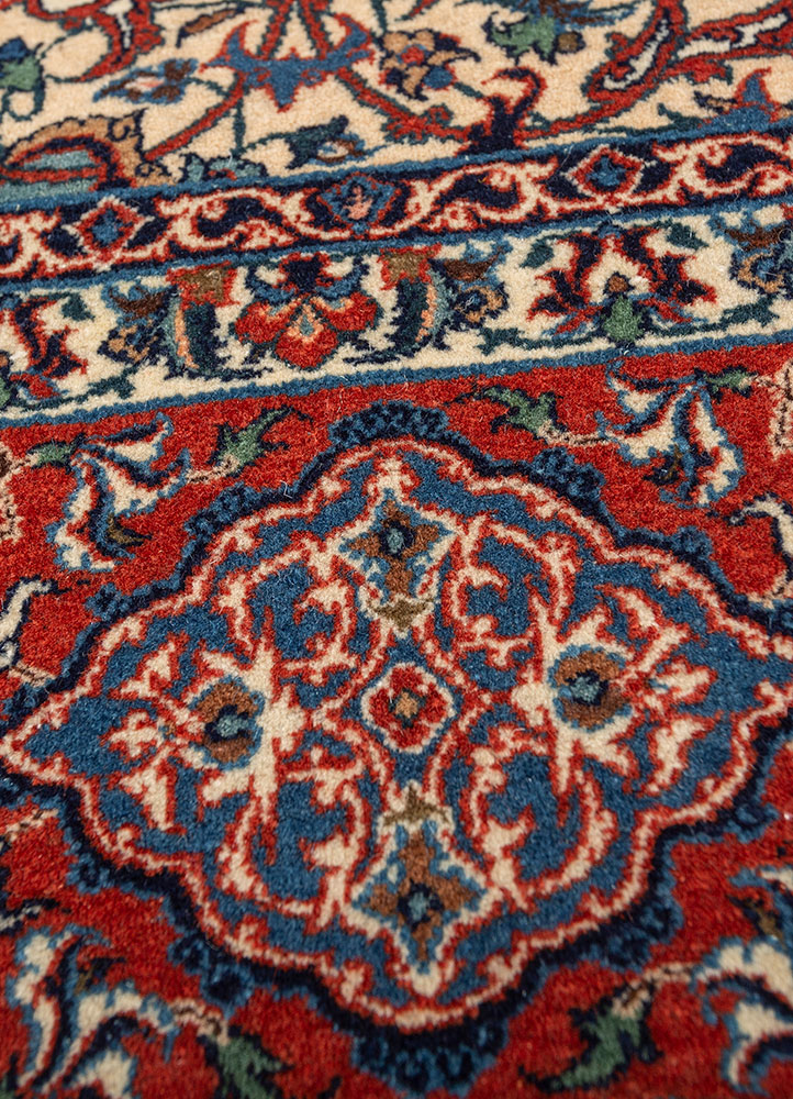 aalam blue wool hand knotted Rug - CloseUp