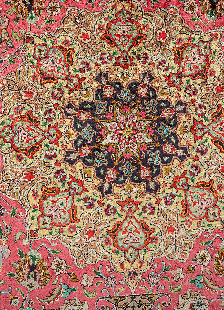 gulmarg blue silk hand knotted Rug - CloseUp