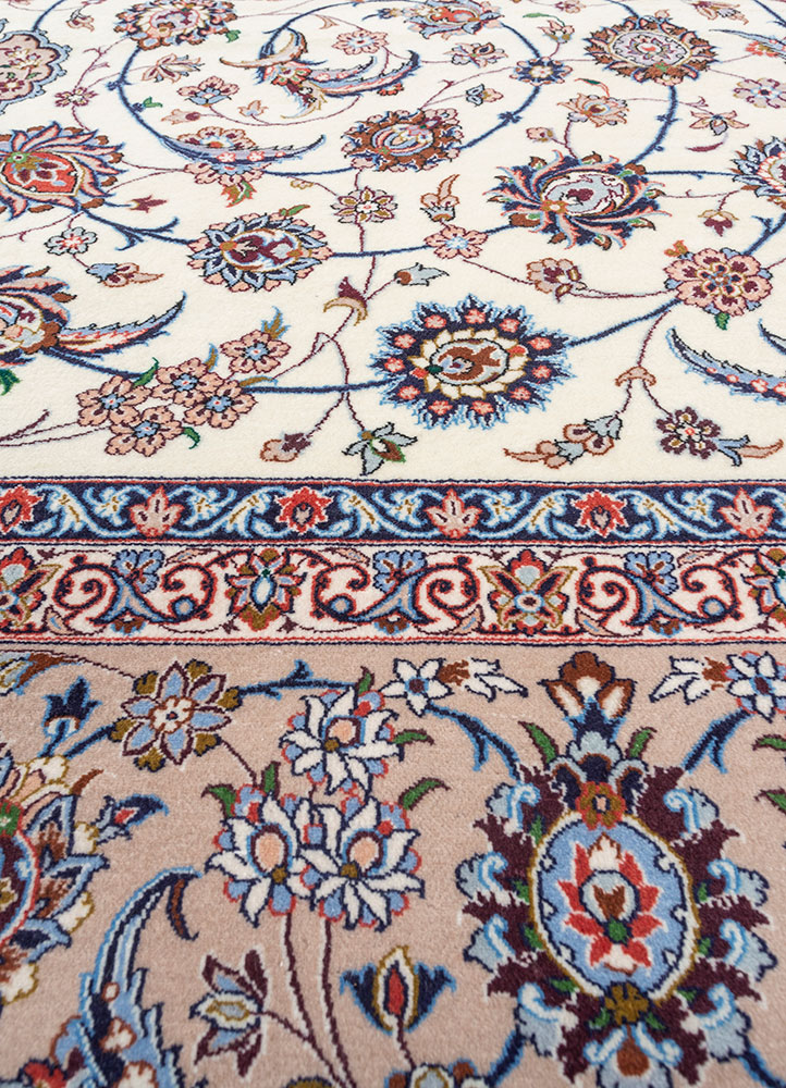 aalam red and orange wool hand knotted Rug - CloseUp