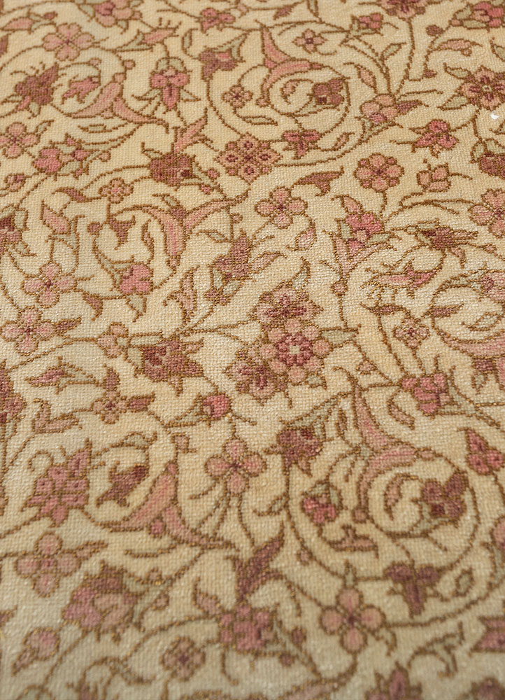 gulmarg blue silk hand knotted Rug - CloseUp