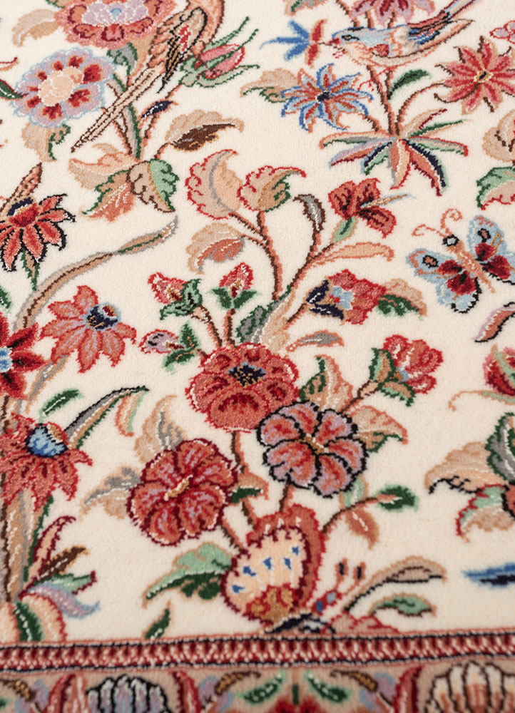 aalam pink and purple wool and silk hand knotted Rug - CloseUp