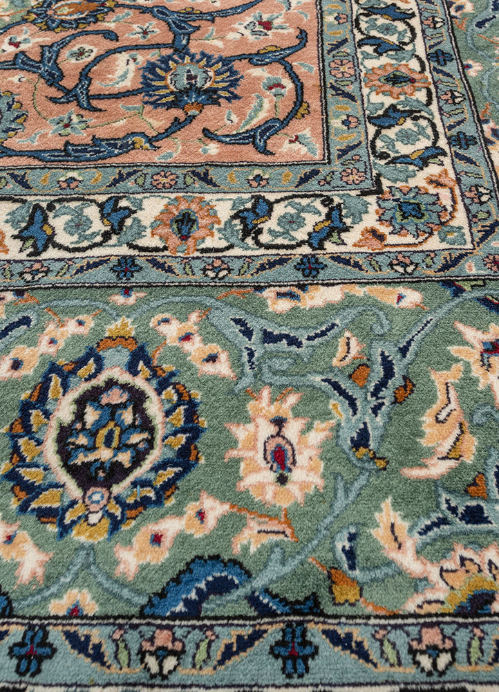 aalam blue wool hand knotted Rug - CloseUp
