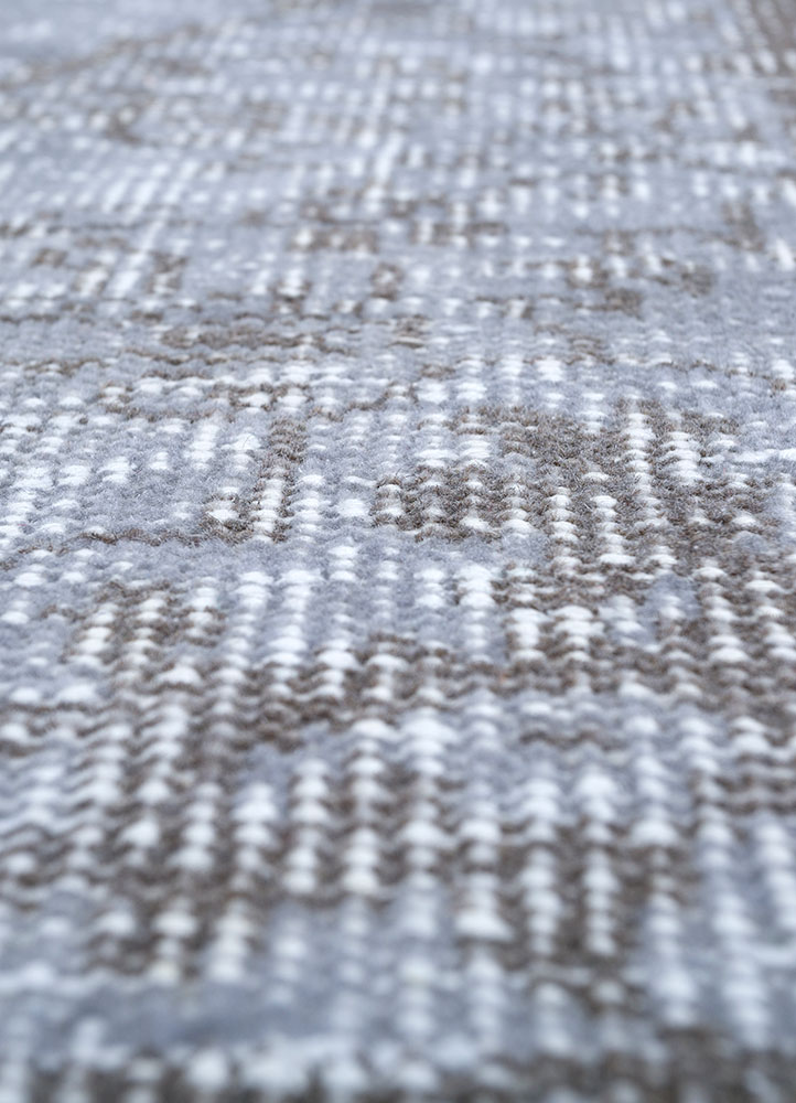 vintage blue wool hand knotted Rug - CloseUp