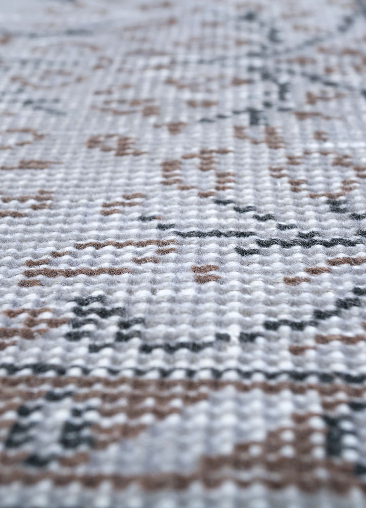 vintage grey and black wool hand knotted Rug - CloseUp