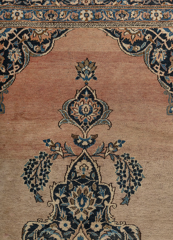aalam blue wool hand knotted Rug - CloseUp