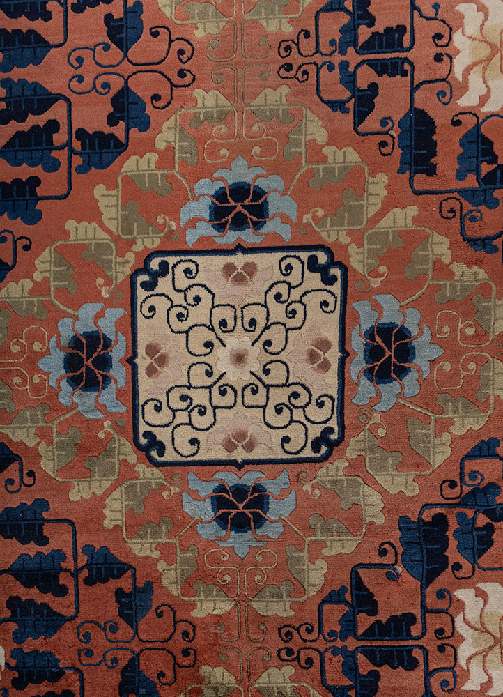 aalam blue wool hand knotted Rug - CloseUp