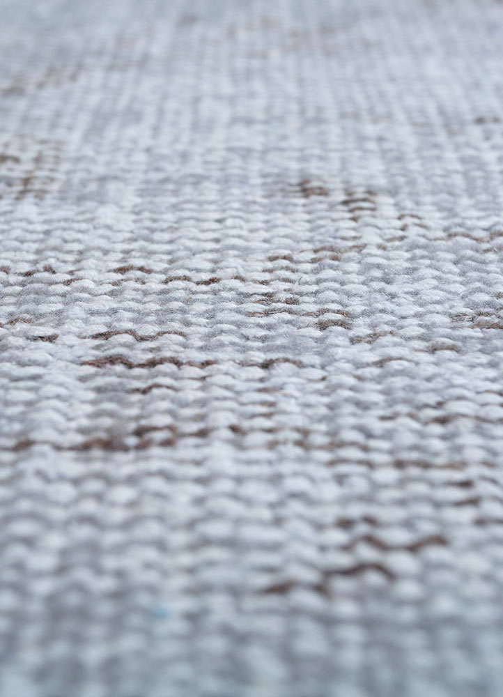 vintage grey and black wool hand knotted Rug - CloseUp