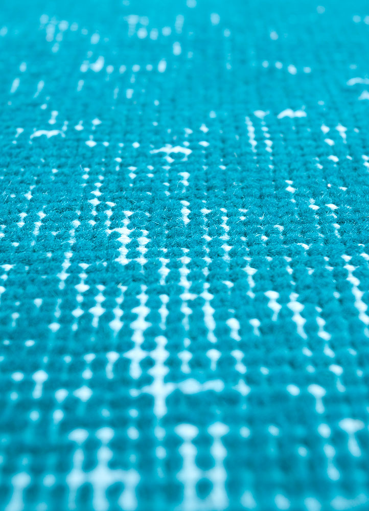 lacuna blue wool hand knotted Rug - CloseUp