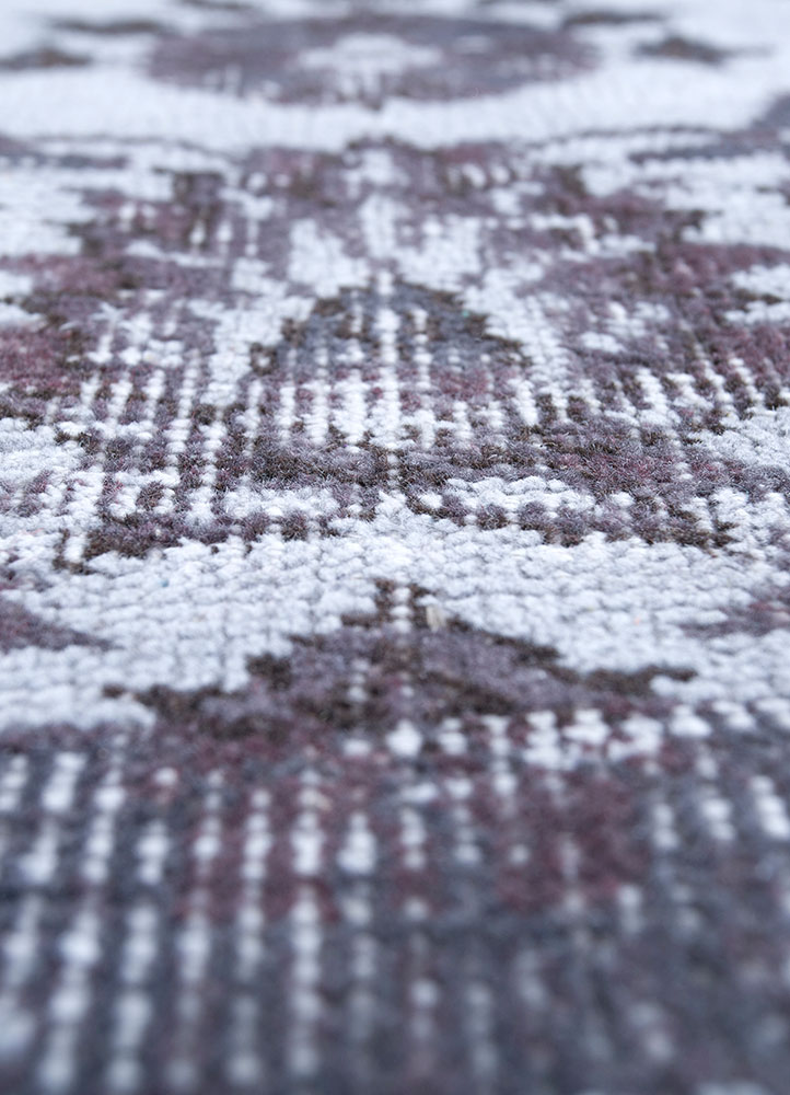 vintage grey and black wool hand knotted Rug - CloseUp