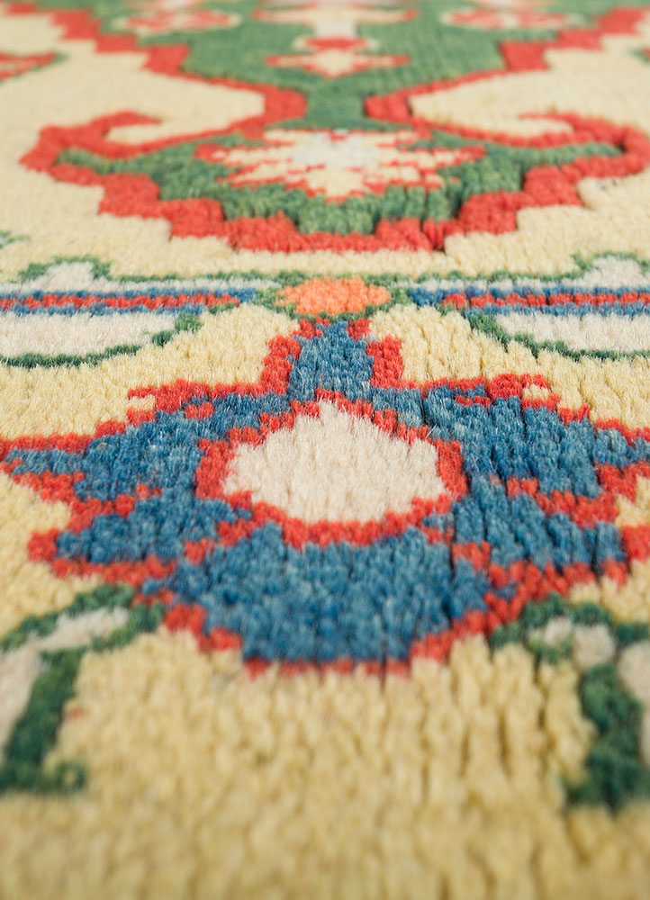 nuray red and orange wool hand knotted Rug - CloseUp