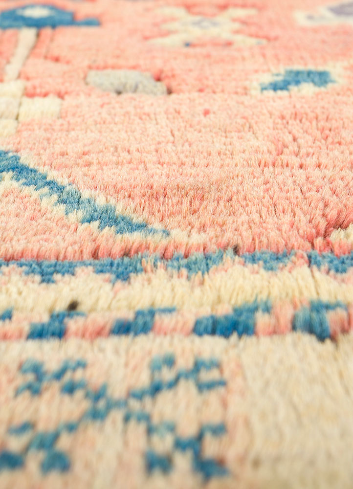 nuray red and orange wool hand knotted Rug - CloseUp