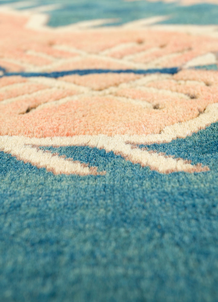 nuray blue wool hand knotted Rug - CloseUp