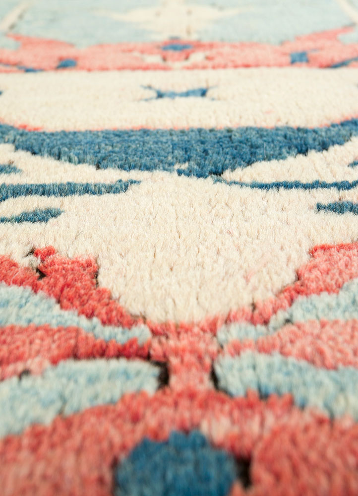 nuray blue wool hand knotted Rug - CloseUp