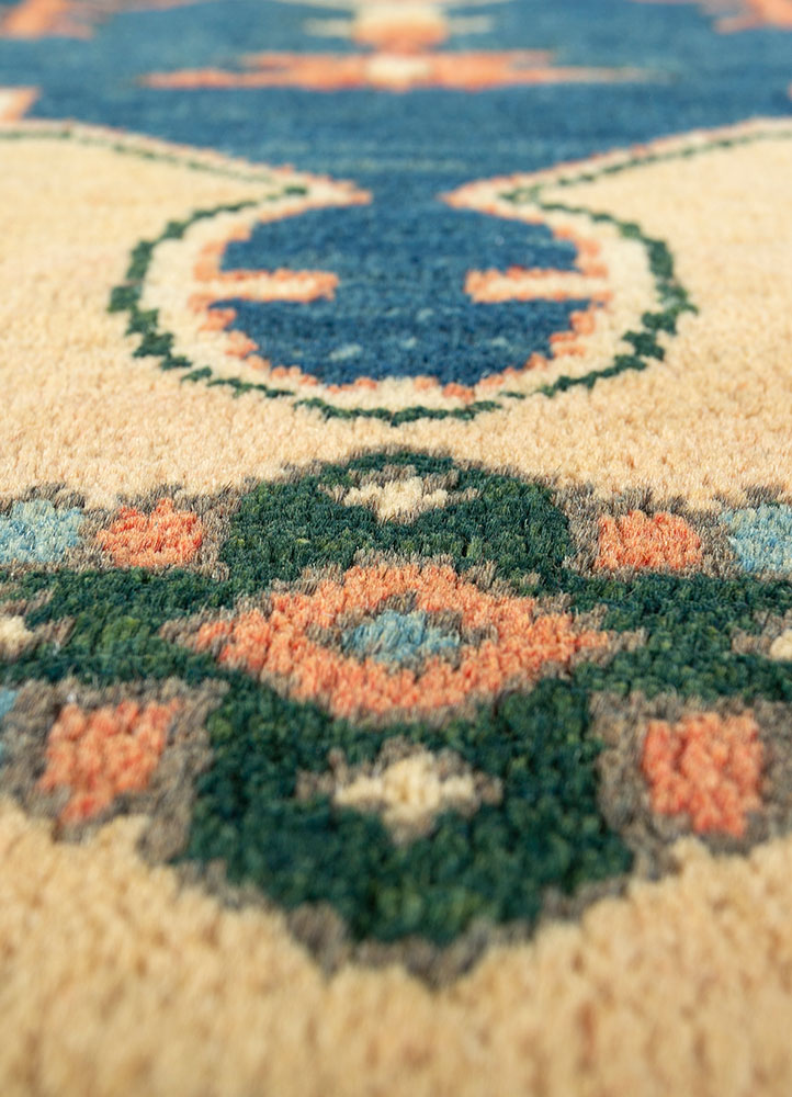 nuray blue wool hand knotted Rug - CloseUp