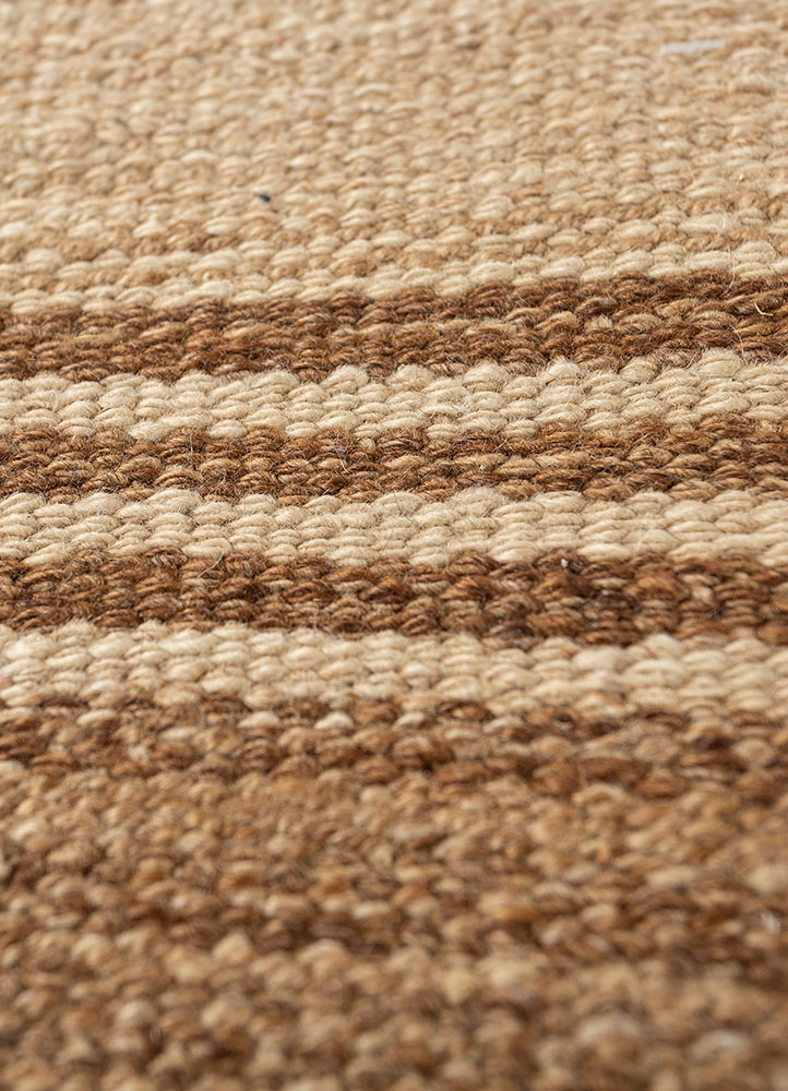 nayaab beige and brown wool flat weaves Rug - CloseUp