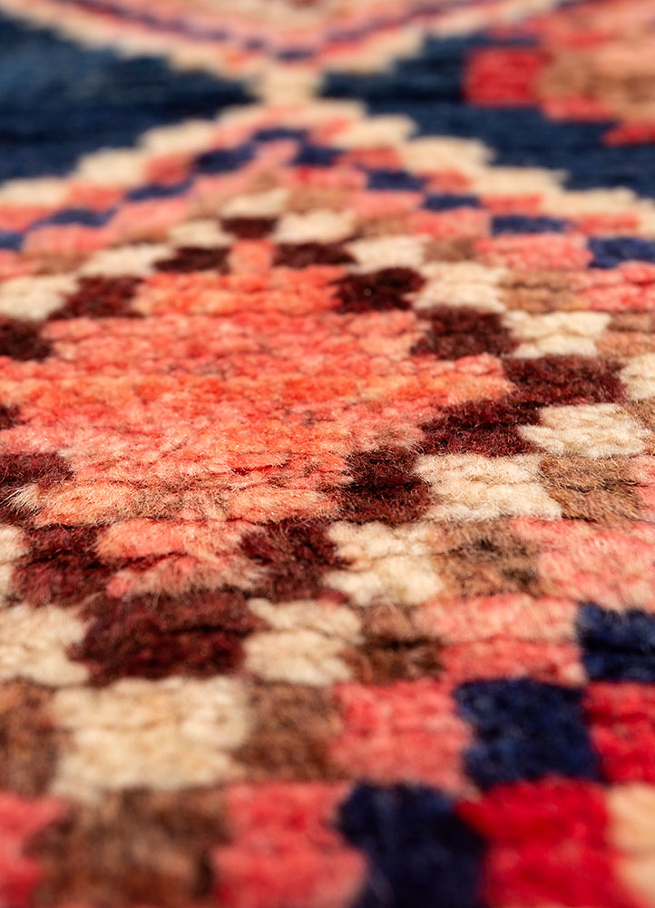 nuray blue wool hand knotted Rug - CloseUp