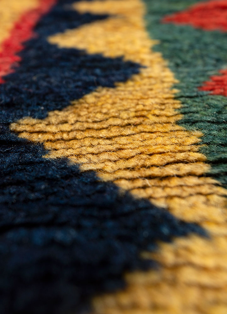 nuray red and orange wool hand knotted Rug - CloseUp