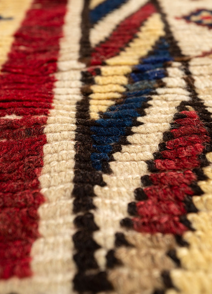nuray red and orange wool hand knotted Rug - CloseUp