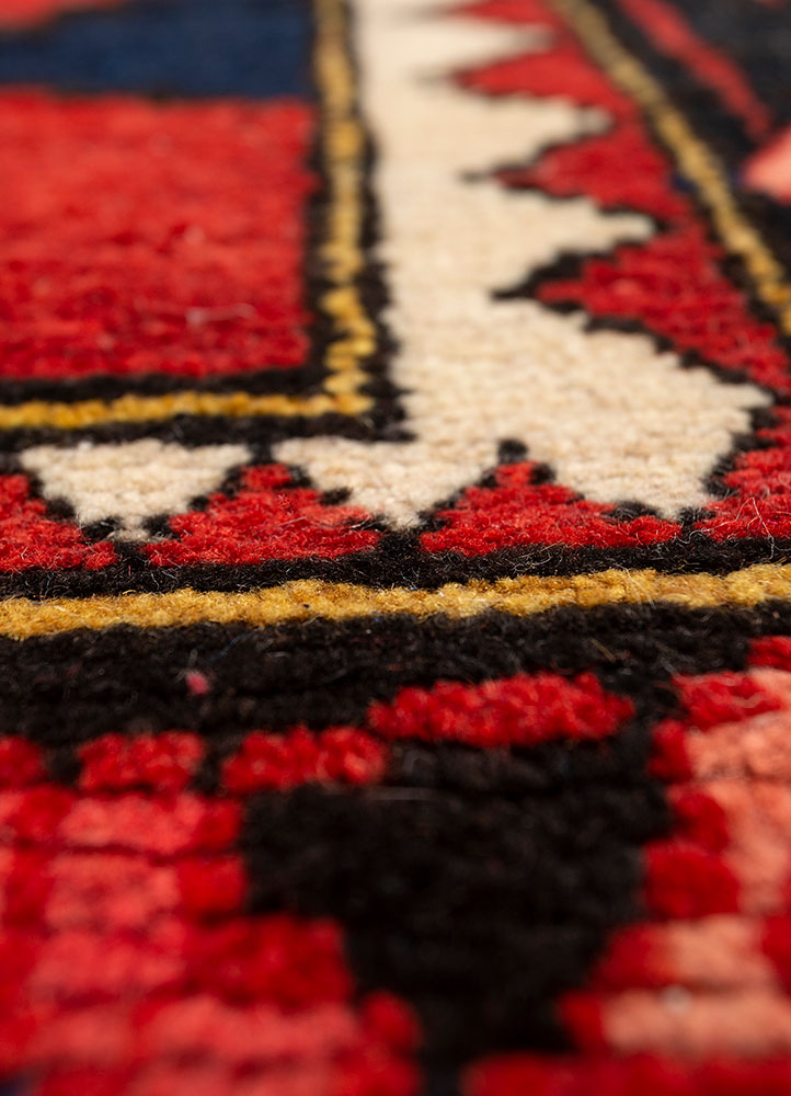 nuray red and orange wool hand knotted Rug - CloseUp