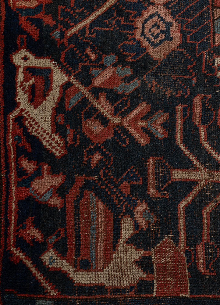 aalam blue wool hand knotted Rug - CloseUp