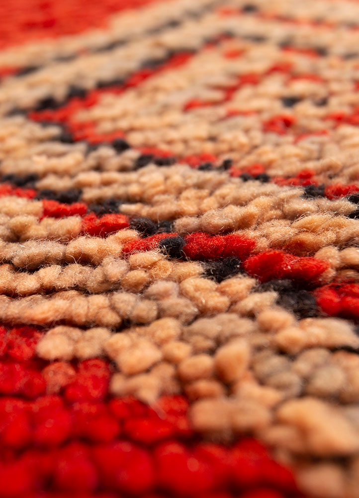 nayaab pink and purple wool flat weaves Rug - CloseUp