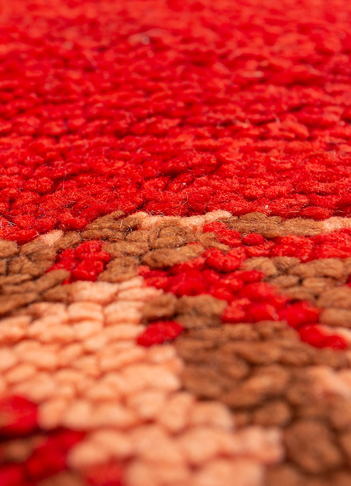 nayaab red and orange wool flat weaves Rug - CloseUp