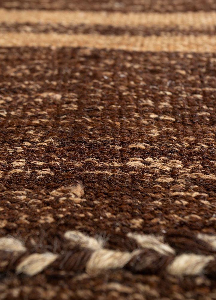 hula beige and brown jute and hemp hand knotted Rug - CloseUp