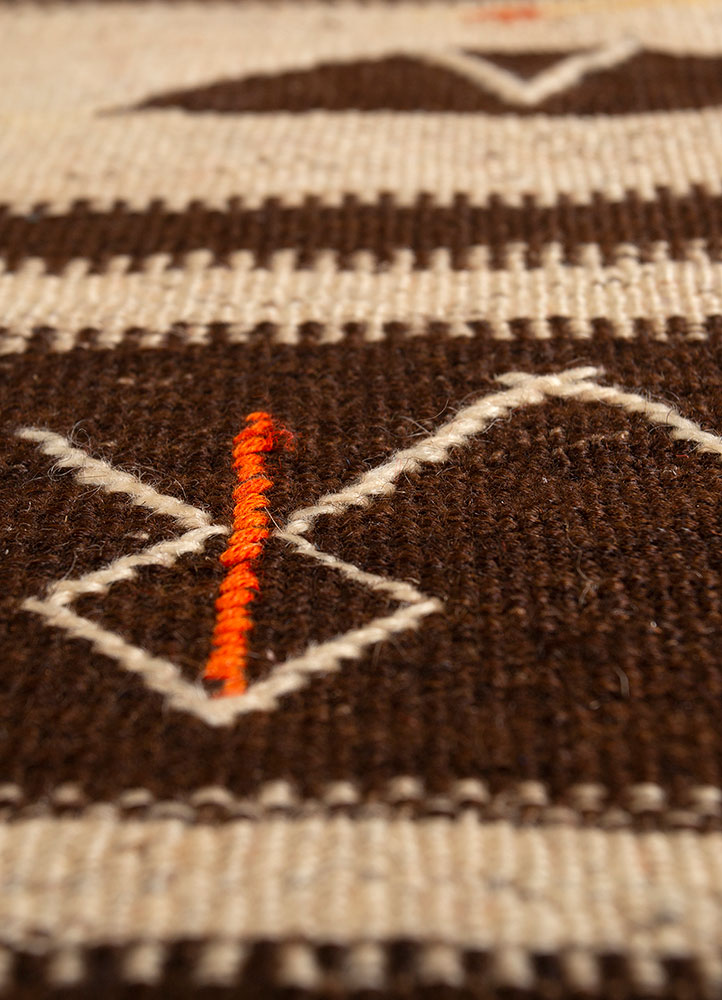 nayaab grey and black wool flat weaves Rug - CloseUp