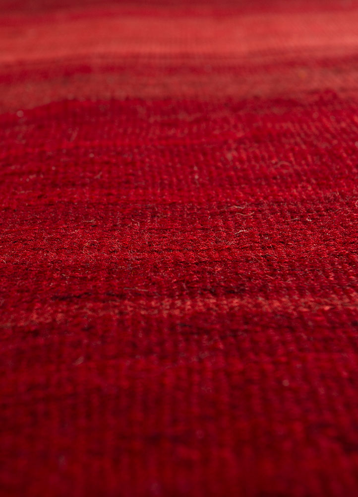 nayaab red and orange wool flat weaves Rug - CloseUp