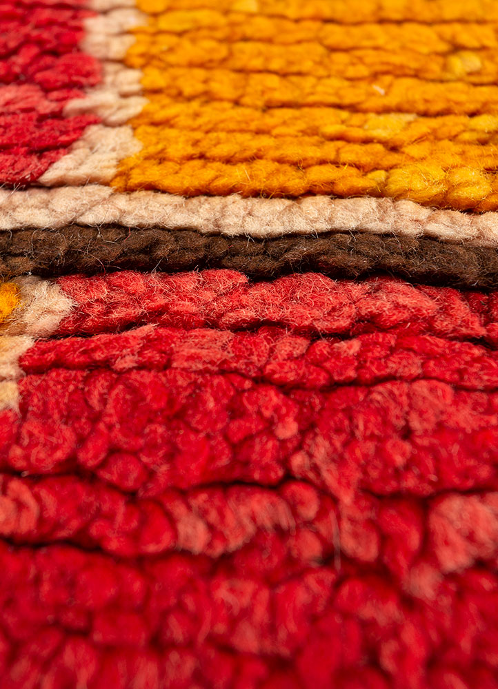 nayaab red and orange wool flat weaves Rug - CloseUp