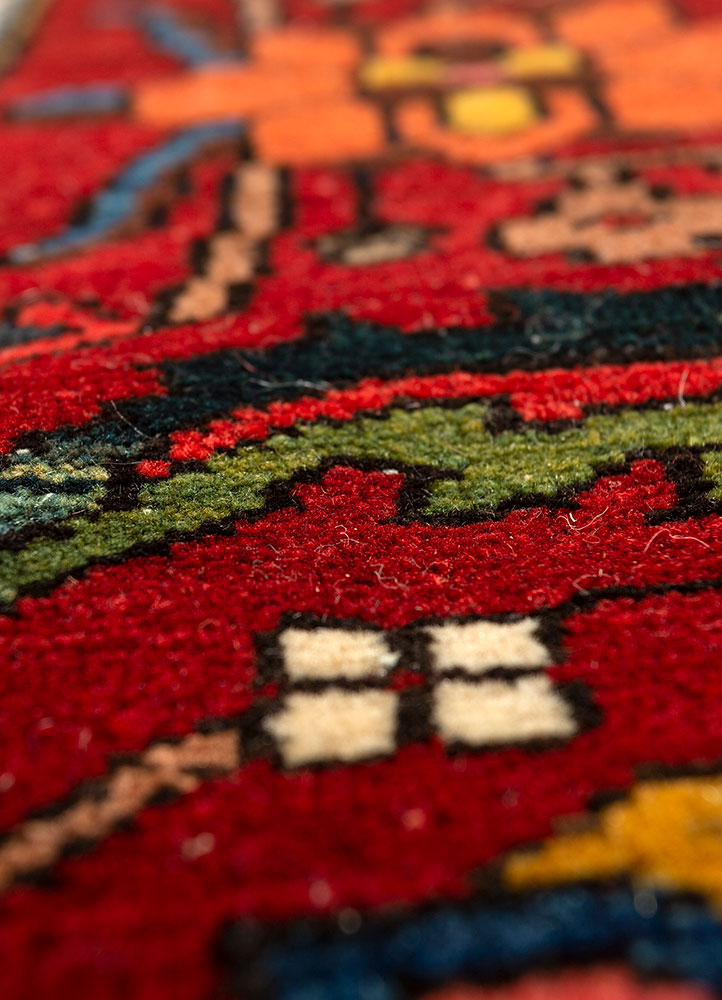 aalam blue wool hand knotted Rug - CloseUp