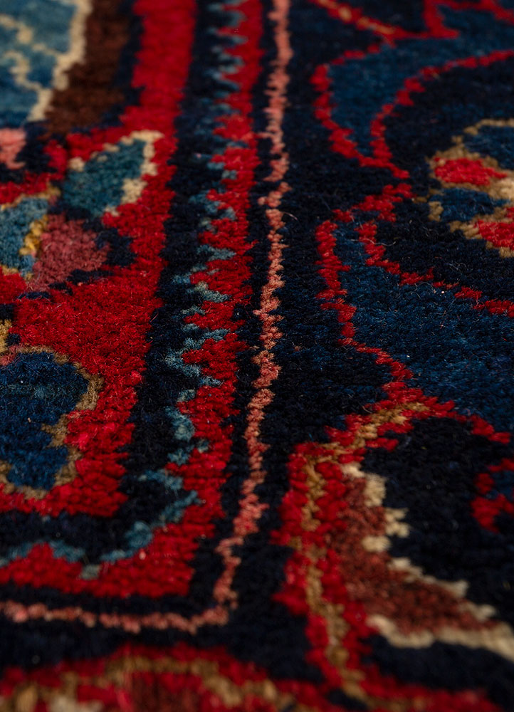 aalam blue wool hand knotted Rug - CloseUp